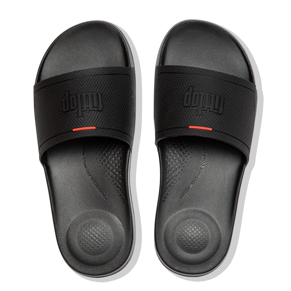 Fitflop Womens Slides Black - Iqushion Pool - 94EUCLQWH